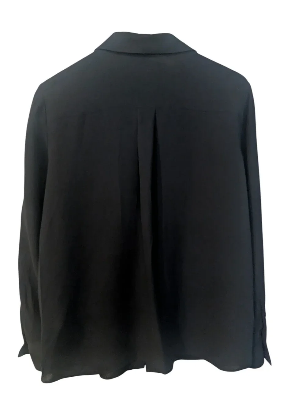 LAFAYETTE 148 Scottie Black Silk Button-Front Collared Blouse Large - Picture 4 of 7